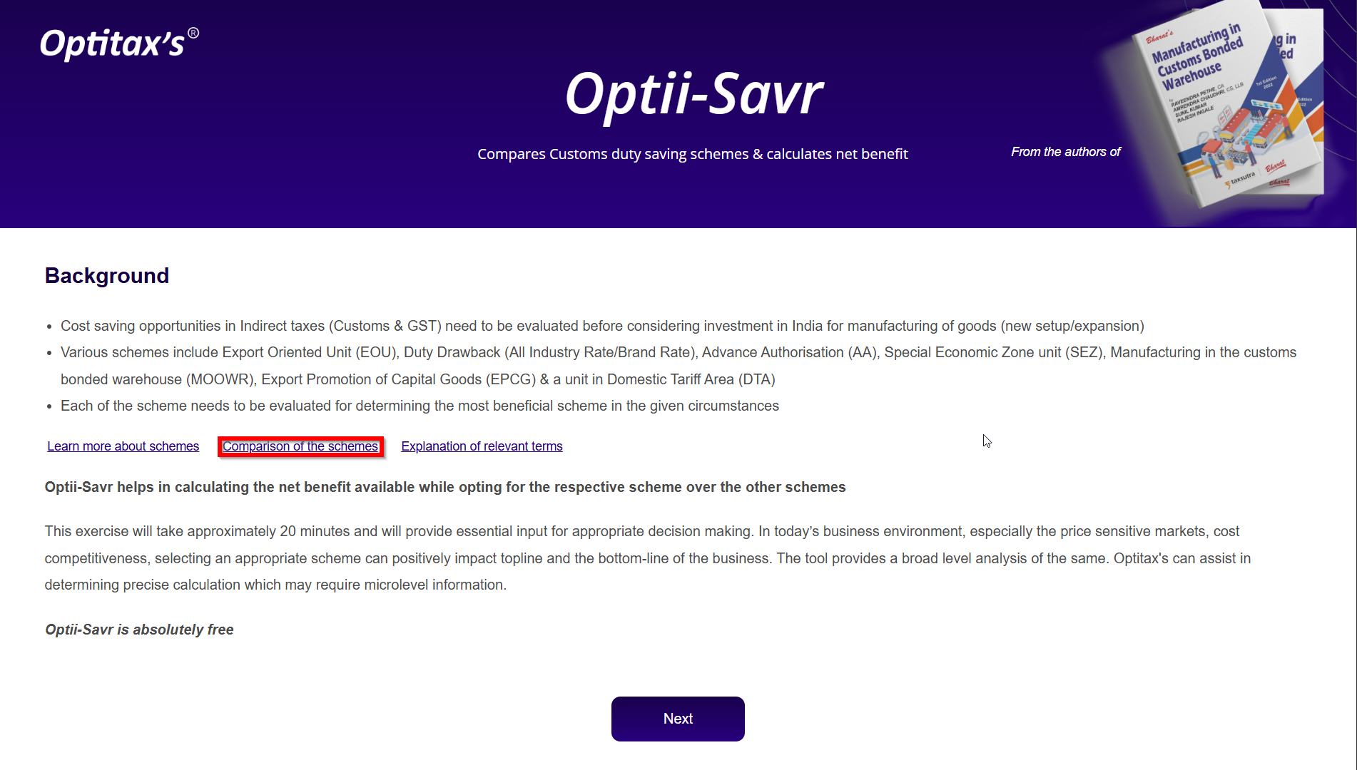 Comparison of schemes Button